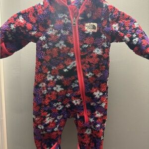 The North Face Kids' Cozy Fleece Footie - Red and Purple
